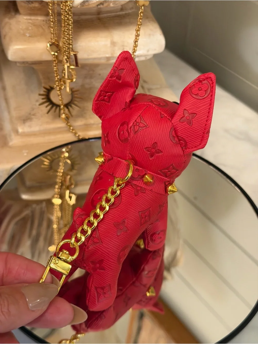 Luxury Red Designer-Inspired Dog Keychain Charm